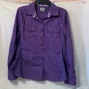 Converse All Star Purple Button Down Shirt with Roll Up Sleeves